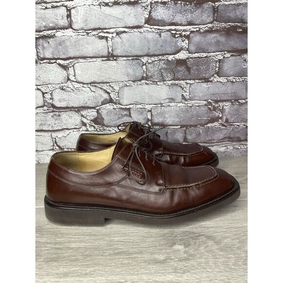 PRINCIPE Brown Leather Square Toe XL Light Oxfords Lace Shoes Men Sz 10D US/43EU main image 9